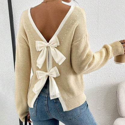 Damen Strickpullover V-Ausschnitt Dekorativ Norvielle - Norvielle