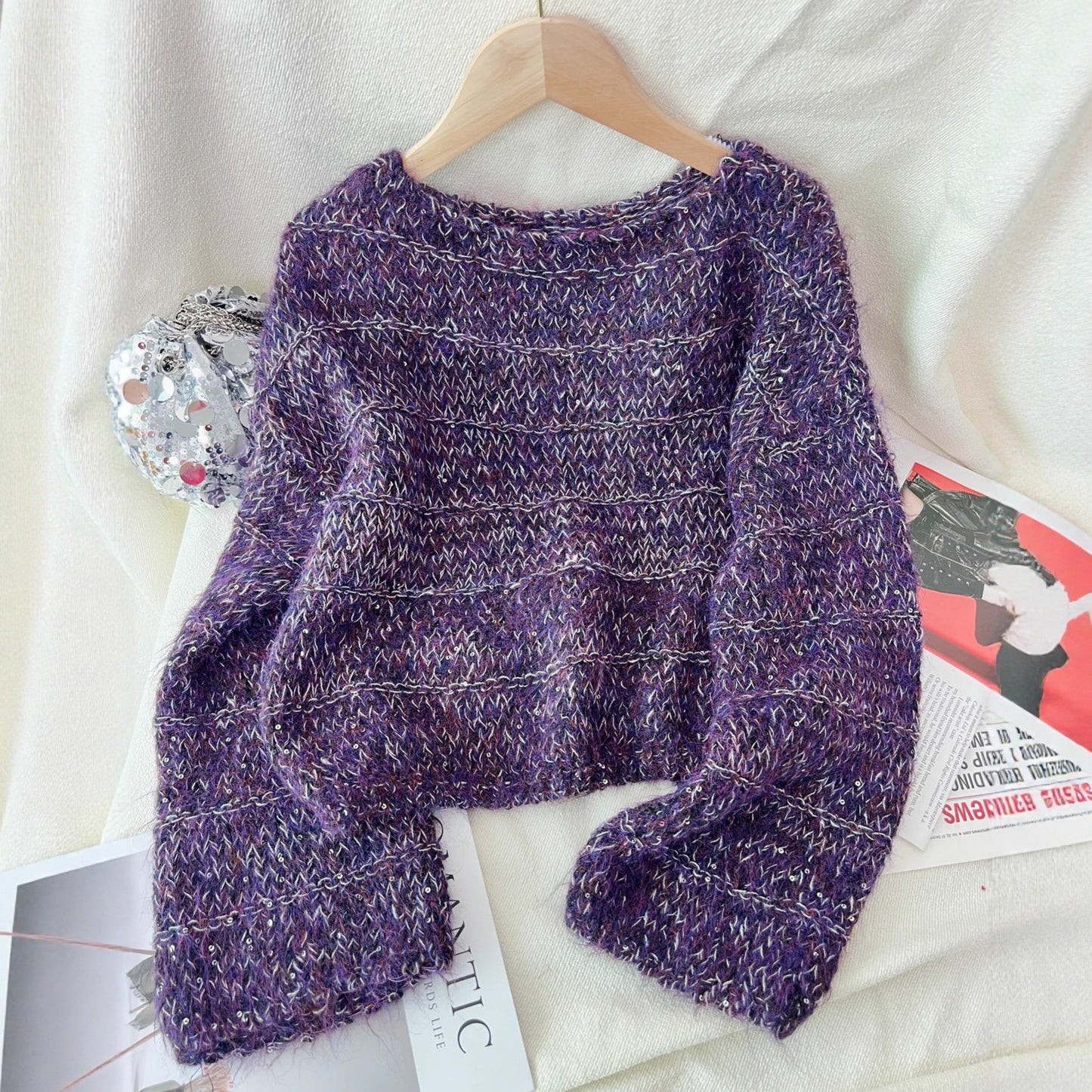Damen Grobstrickpullover Lässig Ballonärmel Norvielle