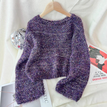 Damen Grobstrickpullover Lässig Ballonärmel Norvielle