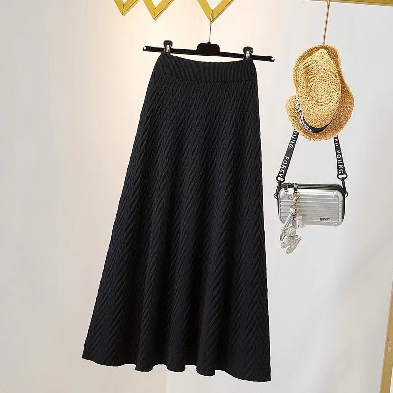 Damen Midirock Chevron-Muster Elegant