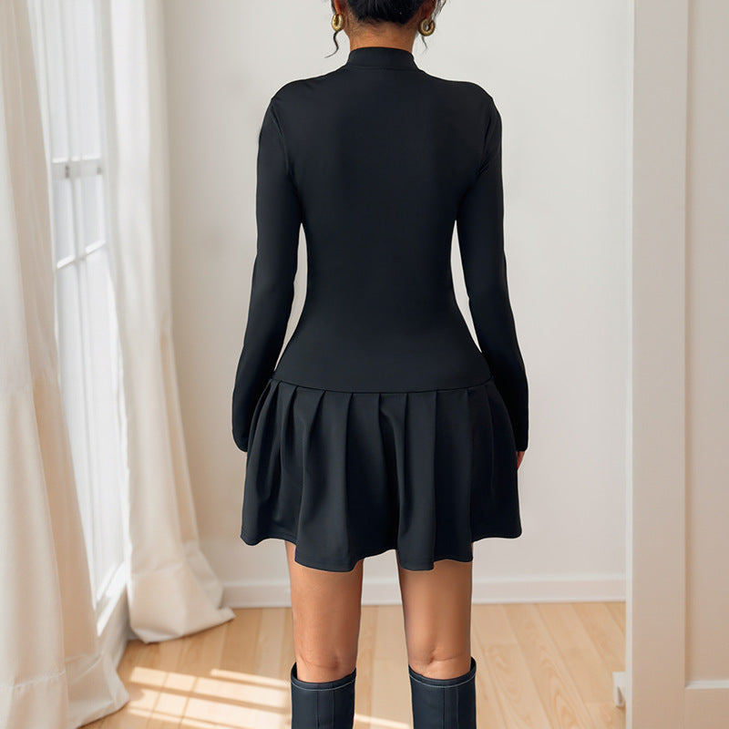 Damen Wickelkleid mit Stehkragen und Knöpfen Norvielle