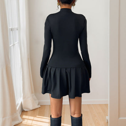 Damen Wickelkleid mit Stehkragen und Knöpfen Norvielle