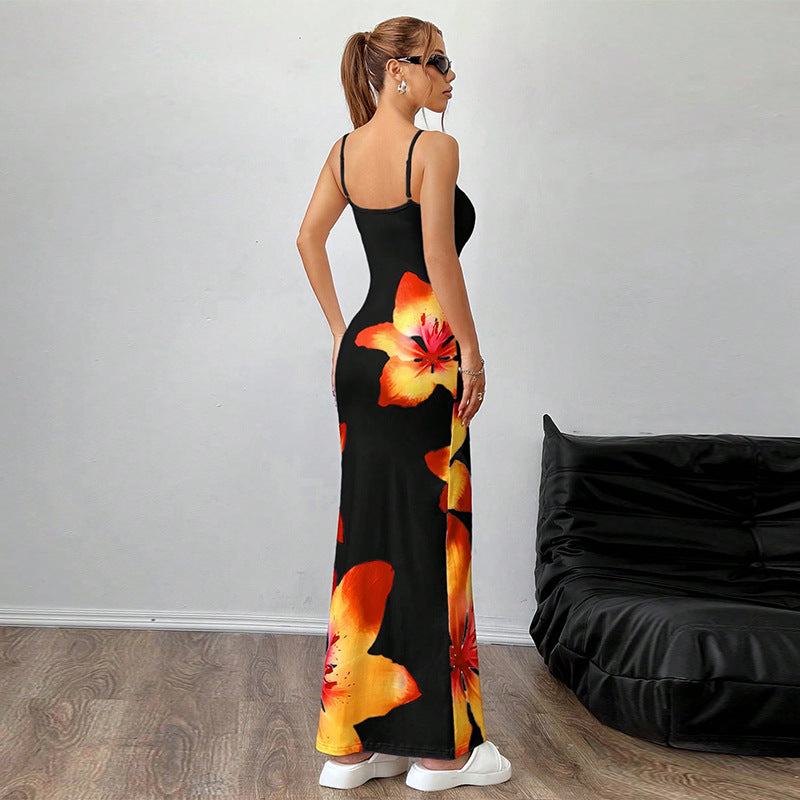 Damen Maxikleid Tailliert Floralmuster Norvielle