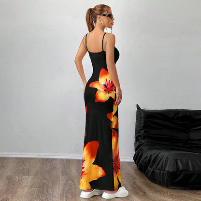 Damen Maxikleid Tailliert Floralmuster Norvielle