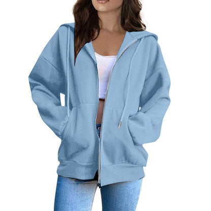 Damen Kapuzenpullover Lässig Mit Reißverschluss Beige