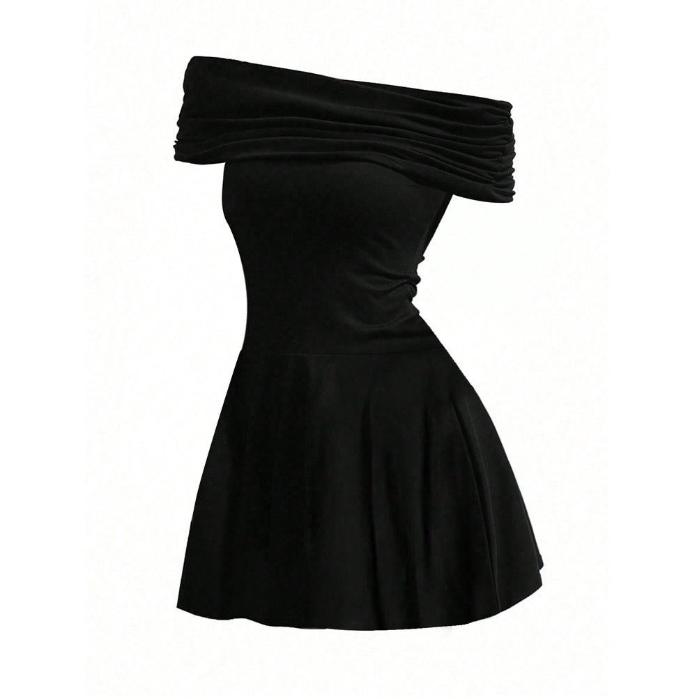 Damen Minikleid Off-Shoulder Wickeldetail Elegantes Kleid