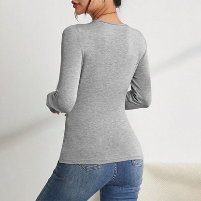 Damen Langarm-Bodysuit V-Ausschnitt Schulterdetails Norvielle