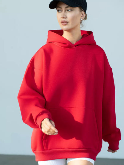 Damen Oversize Kapuzenpullover Baumwollmix