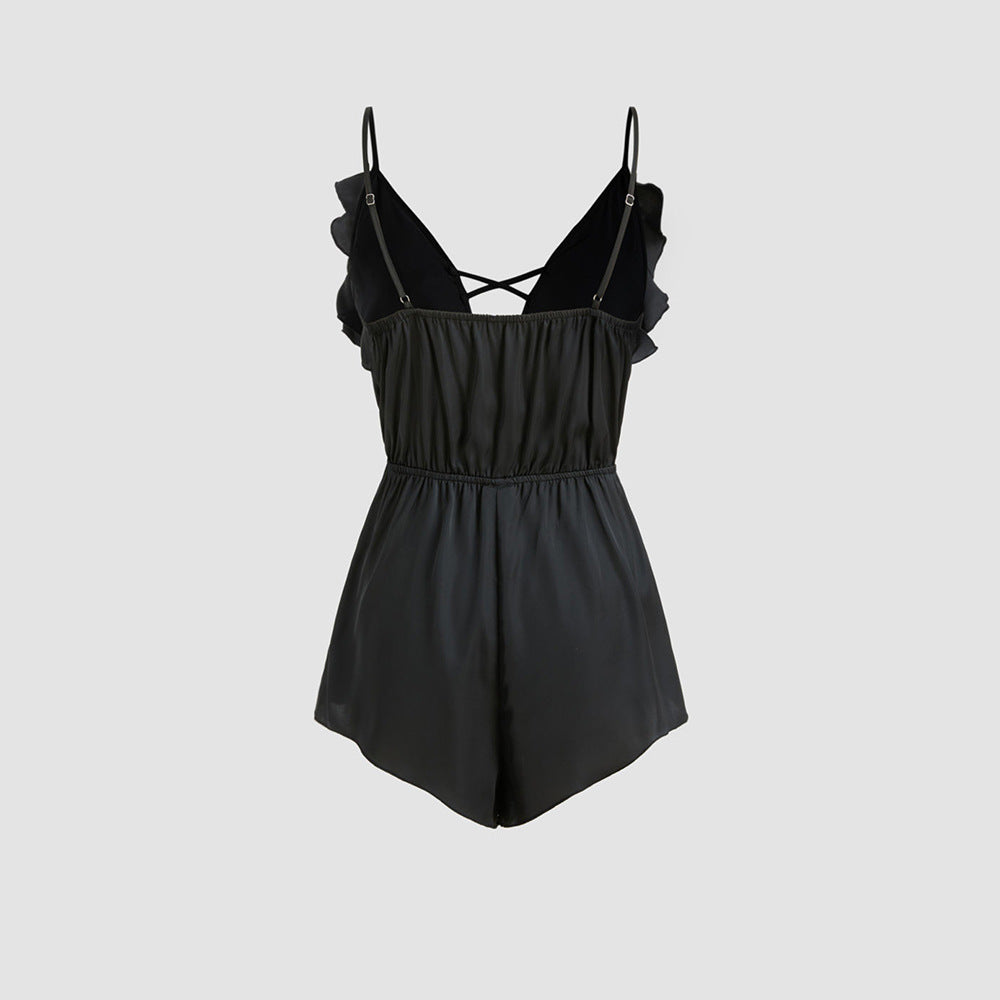 Damen Jumpsuit Volant V-Ausschnitt Norvielle
