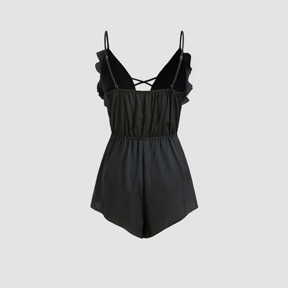 Damen Jumpsuit Volant V-Ausschnitt Norvielle