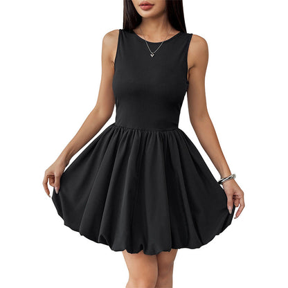 Damen A-Linien Kleid Ärmellos Elastisch