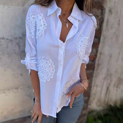Damen Bluse Spitzenapplikation Elegante Norvielle