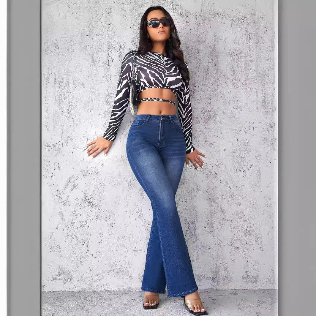 Damen Crop- Langärmlig Einzigartiges Design Norvielle