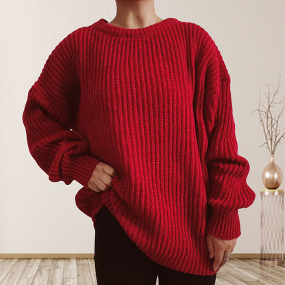Damen Grobstrickpullover Überschnittene Schultern Beige