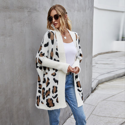 Damen Strickjacke Leopardenmuster Kuschelig Norvielle