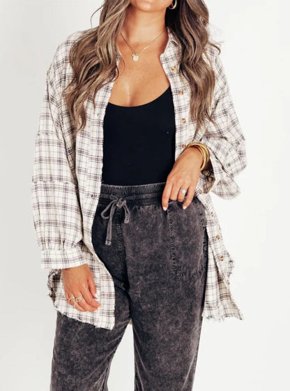 Damen Oversized-Hemdjacke Karomuster Norvielle
