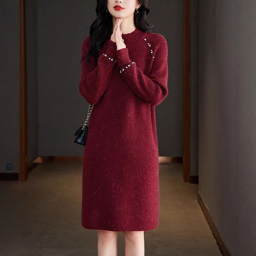 Damen Strickkleid Perlenakzent Norvielle - Norvielle