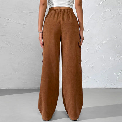Damen Cargohose Samt Elastischer Bund Norvielle
