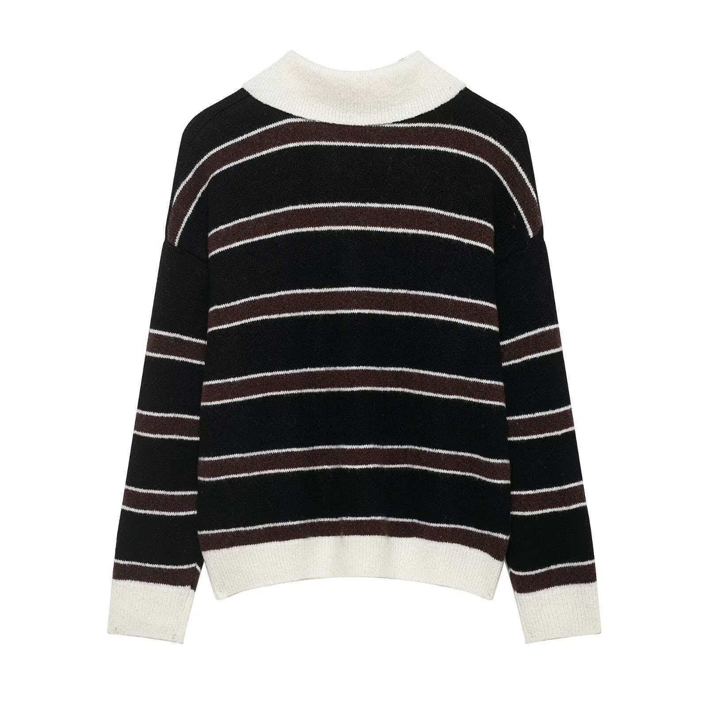 Damen Strickpullover Lässig Kragen Knopfleiste Norvielle