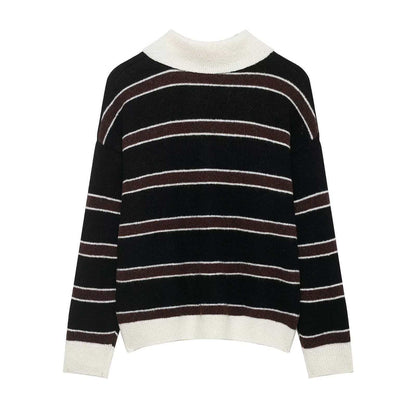 Damen Strickpullover Lässig Kragen Knopfleiste Norvielle