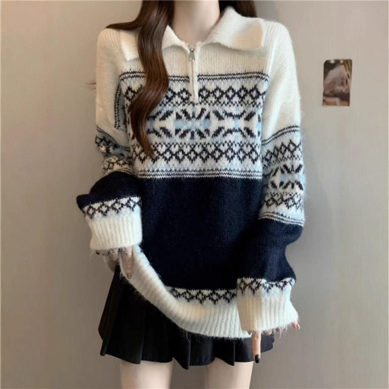 Damen Strickpullover Norweger Muster Norvielle