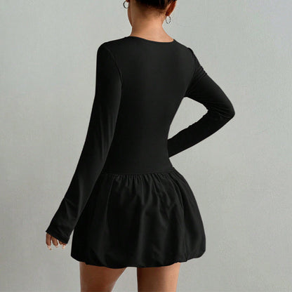 Damen Sportkleid Langer Arm Elastischer Bund Norvielle