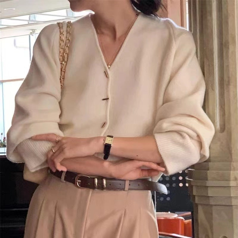 Damen Strickjacke V-Ausschnitt Elegante Knöpfe Norvielle - Norvielle