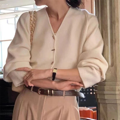 Damen Strickjacke V-Ausschnitt Elegante Knöpfe Norvielle - Norvielle