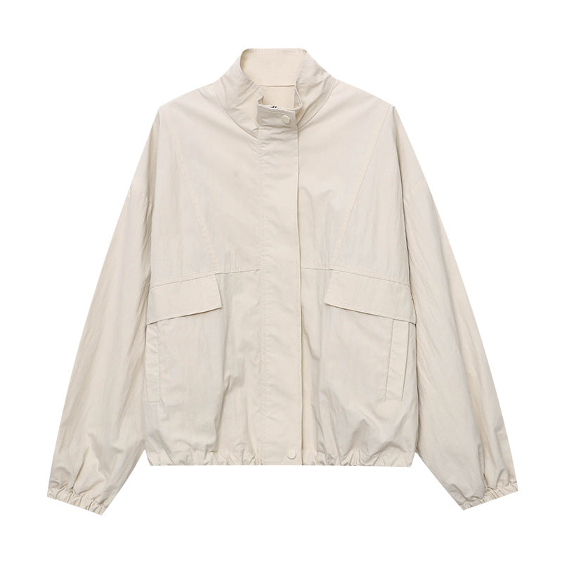 Damen Utility-Jacke Hohler Kragen Praktische Taschen Norvielle