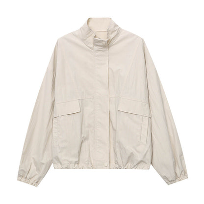 Damen Utility-Jacke Hohler Kragen Praktische Taschen Norvielle