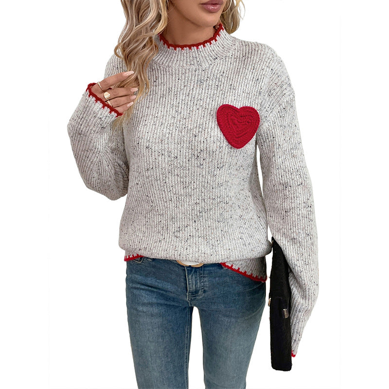 Damen Pullover mit Herzapplikation