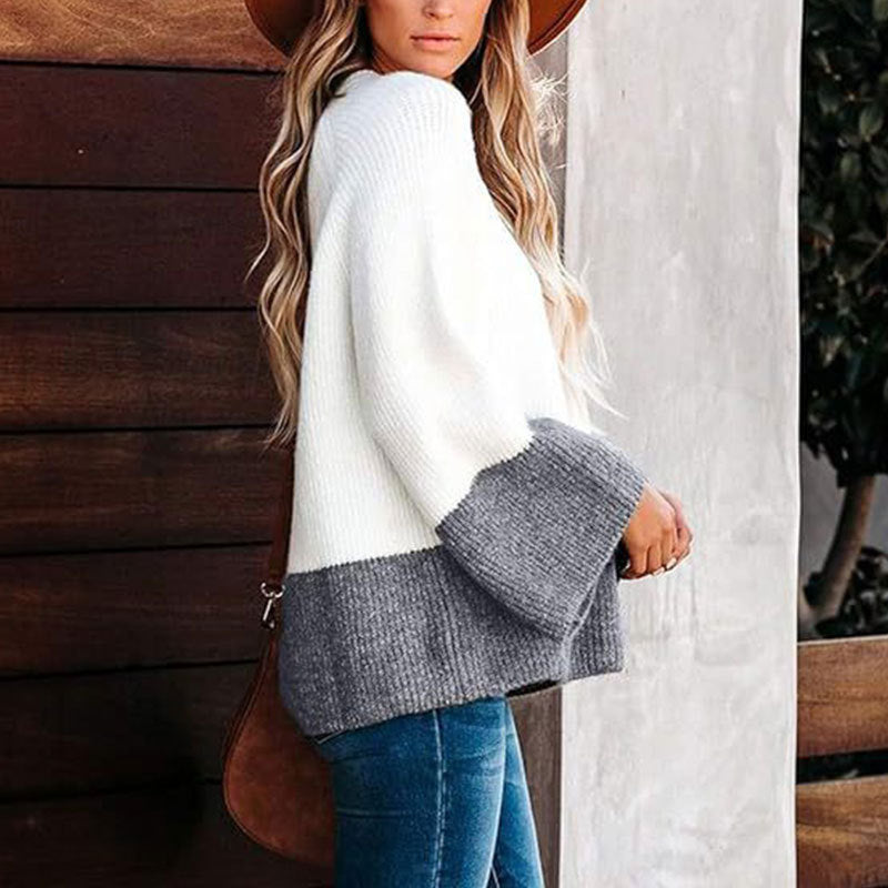 Damen Pullover Modernes Farbblock-Design Norvielle