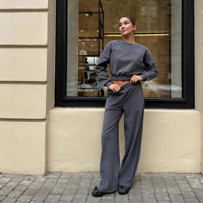Damen Sportset elastischer Bund Kontrastnähte Norvielle