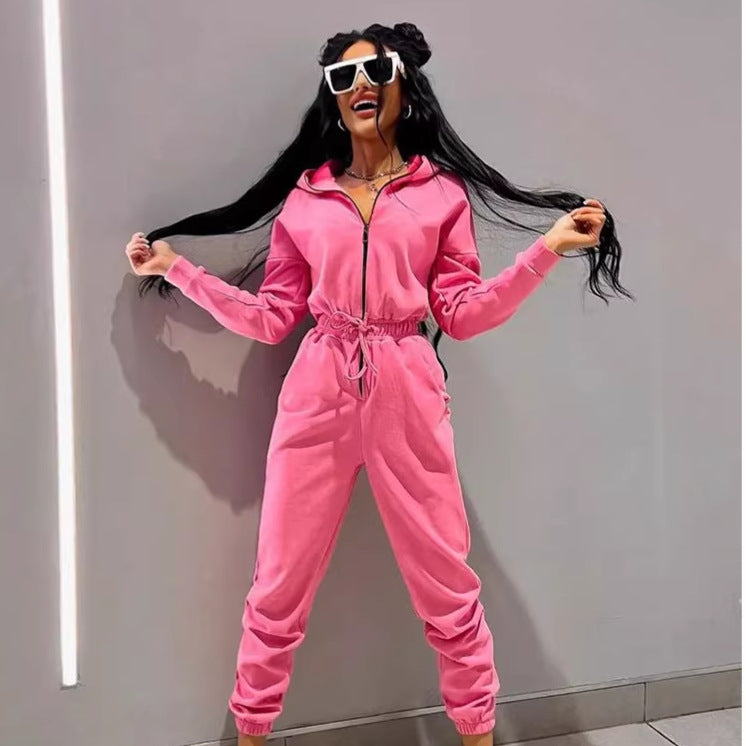 Damen Jumpsuit Hochkragen Elastischer Bund Norvielle
