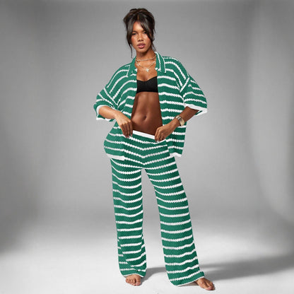 Damen Streifen Loungewear Set Norvielle