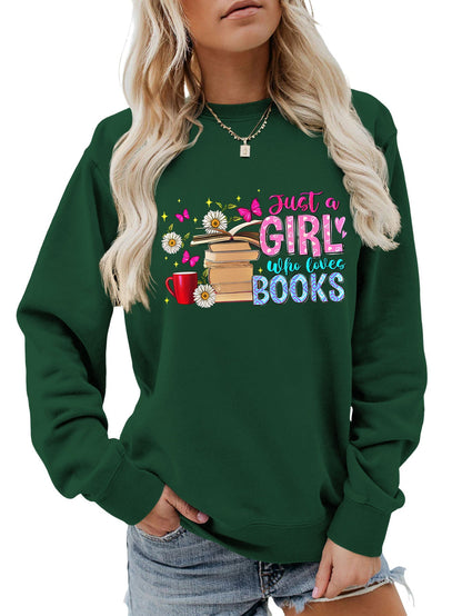 Damen Sweatshirt Buchmotiv Lässig Norvielle