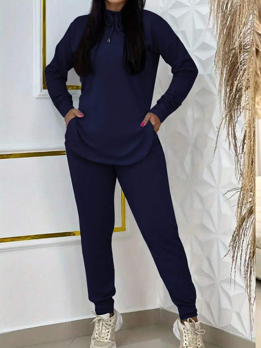 Damen Sportliches Lounge-Set mit Kapuze und Taschen