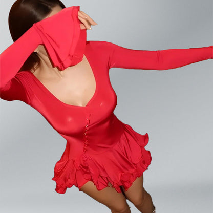 Damen Minikleid Rüschen Druckknopfverschluss Norvielle