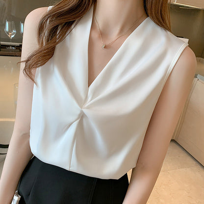 Damen Ärmelloses Oberteil Wickeldesign Elegantes Jersey