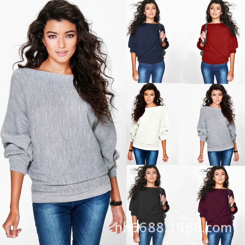 Damen Oversized Pullover Weite Ärmel Struktur Norvielle