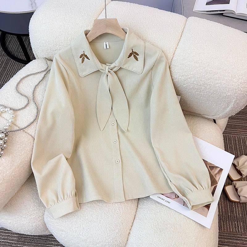 Damen Bluse Schleifenkragen Elegante Seide Weiß