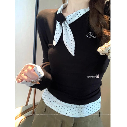 Damen Langarmshirt mit Kragen und modischem Design Norvielle