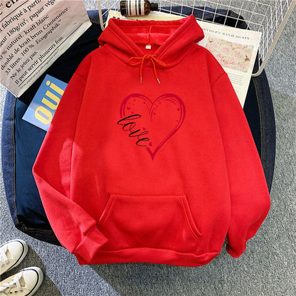 Damen Kapuzenpullover Fleece Herz-Design Weich Rosa