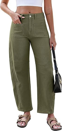 Damen Weite Jeans Hochtaillen Praktische Taschen Norvielle
