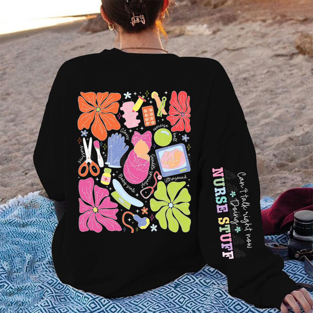 Damen Sweatshirt Bunt Grafikdesign Baumwolle