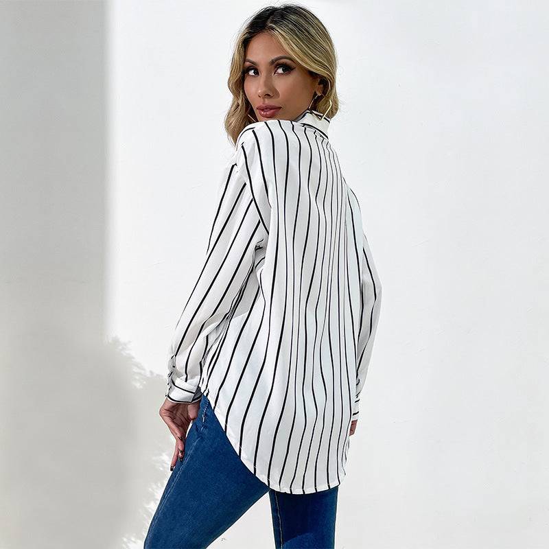 Damen Bluse Streifen Elegante Passform
