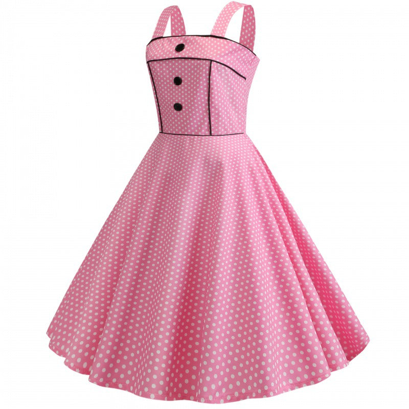 Damen Swingkleid Punkte Elegant Taillengürtel Norvielle