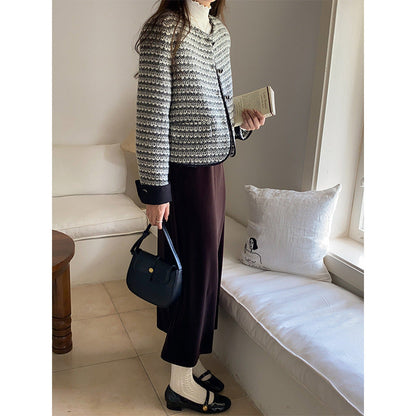 Damenjacke Tweed-Look Rundhalsausschnitt Norvielle