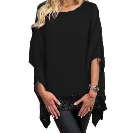 Damen Poncho-Oberteil Spitzenabschluss Elegantes Design Norvielle