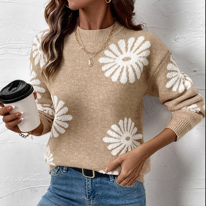 Damen Strickpullover Florales Muster Norvielle